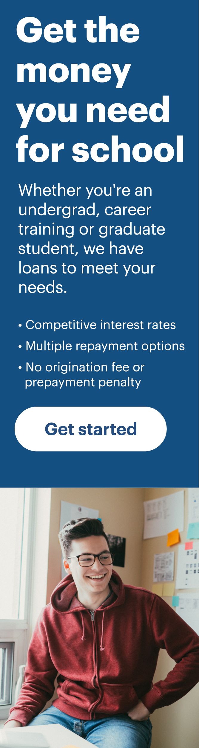 Clickable ad for Sallie Mae for financing for school